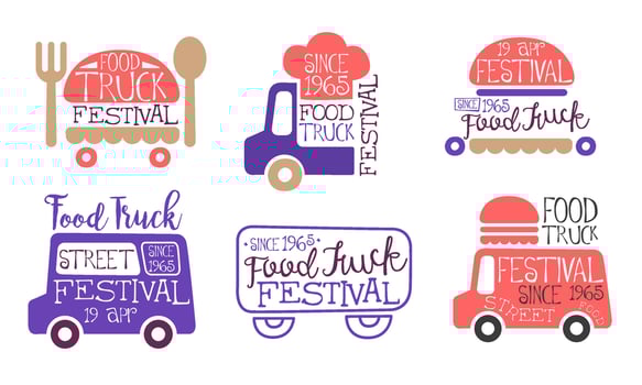 Food Truck Festival Labels Set, Street Food Vintage Emblems Illustration vector