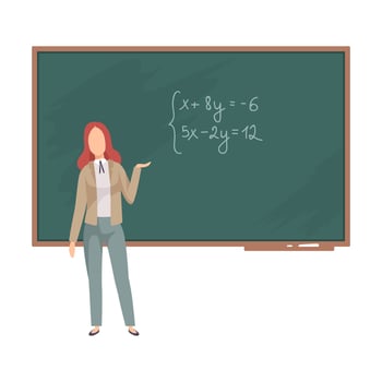 Woman teaches algebra on the blackboard illustration vector