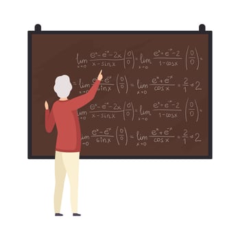 Teacher explains algebra on the blackboard illustration vector
