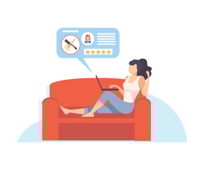 Girl leaves a review to hairdresser services in the Internet illustration vector
