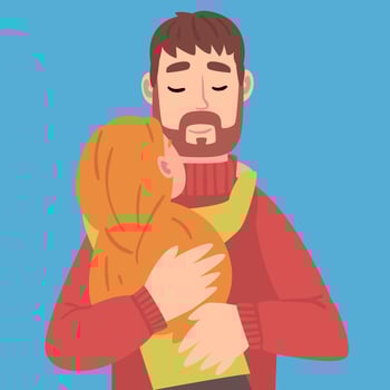 Daughter hugs daddy cartoon illustrationon White Background vector