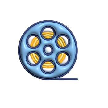 3D Blue Film Reel Icon png