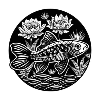 Koi fish swimming gracefully among vector
