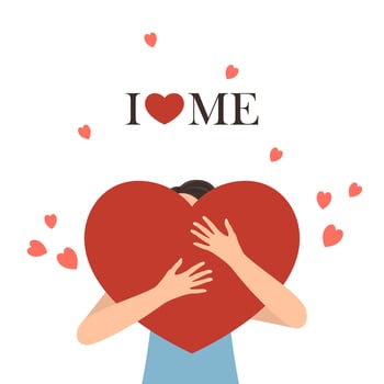 Cartoon Color Love Yourself Concept Template Banner Card. vector