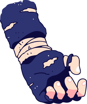 Bandaged Anime Hand, Digital Art, Blue, Fantasy Concept png