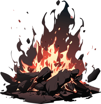 Campfire Illustration, Vibrant Colors, Bonfire Concept png