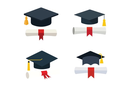 Graduation Cap and Diploma Icon for Academic Success, graduation cap icon, graduation celebration, university degree icon, graduation symbol vector