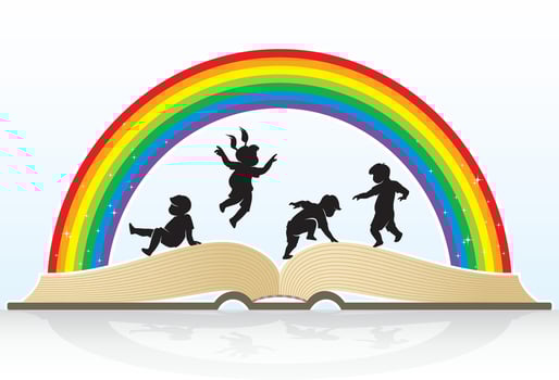 Children's Education Concept, Cheerful youth silhouette vector