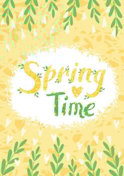 Hand Drawn Lettering - Spring Time on Yellow Background vector
