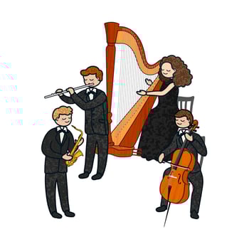 Colorful Illustration Musical Quartet Isolated on White Background vector