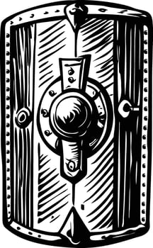 Scutum shield illustration in vintage style vector