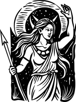 Vintage illustration of diana goddess vector