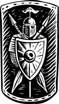 A vintage style illustration of legionary shield vector