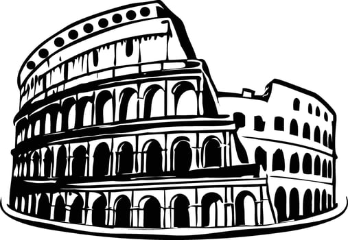 Roman colosseum illustration in vintage style vector