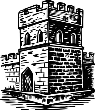 Vintage illustration of siege tower vector