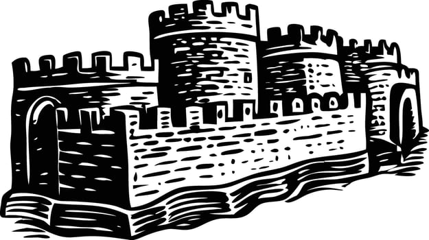 Fortress wall illustration in vintage style vector
