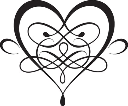 a black and white heart with swirls vector