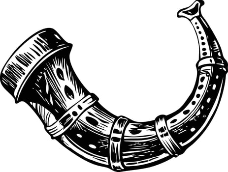 A vintage illustration of hunting horn vector