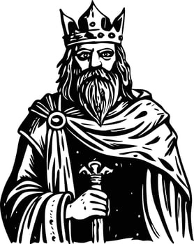 Vintage illustration of noble king portrait vector