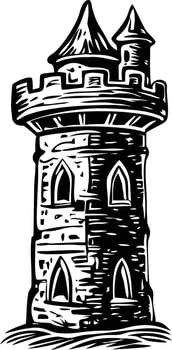 Sketchy illustration of a medieval tower vector