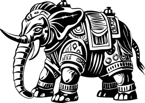 Medieval war elephant, vintage style illustration vector