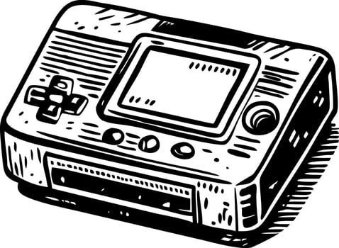 Sketchy illustration of a vintage gaming console vector