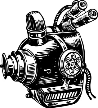 Vintage illustration depicting a steampunk machine vector