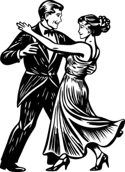 A vintage illustration of a dancing couple vector