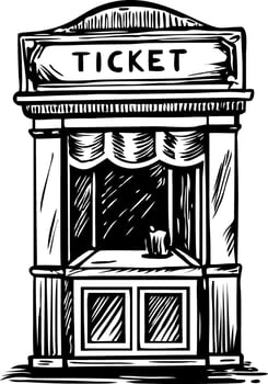 A sketchy illustration of vintage ticket booth vector