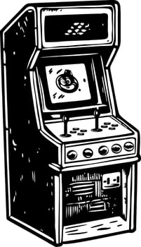 A vintage illustration depicting arcade machine vector