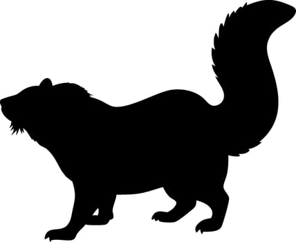 Skunk Silhouette Illustration of a Wild Animal in Black Shape vector