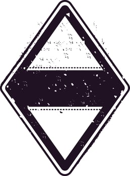 Distressed, vintage style diamond shaped stamp featuring bold geometric patterns. The design showcases a retro aesthetic, ideal for travel themed projects and nostalgic branding vector
