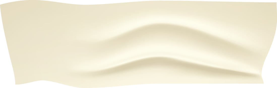 Realistic illustration of a waving piece of beige adhesive paper tape with curved and wrinkled edges, providing a simple yet detailed depiction of a common stationery item vector