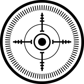 illustration showcasing a detailed sniper aim pointer with concentric circles and crosshairs, symbolizing precision targeting and focused navigation for military applications vector