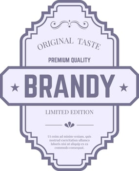 Vintage brandy label design highlighting original taste, premium quality, and limited edition status, featuring elegant typography and decorative elements vector