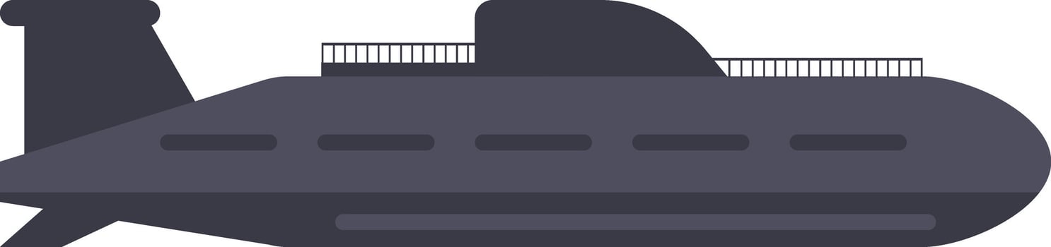 Displaying a side view of a gray military submarine navigating through a white background, emphasizing its sleek design and advanced technology in maritime defense and warfare vector