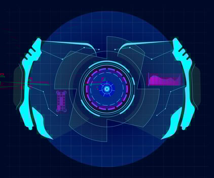 Futuristic virtual screen with a circular target and various indicators using hud technology, ideal for games or science fiction movies, representing a futuristic interface vector
