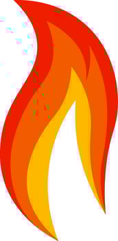 Red and orange cartoon fire flames burning with a white background creating a warm and inviting atmosphere, perfect for representing concepts related to heat, energy, and passion vector