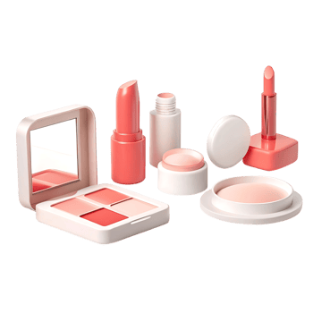 A Collection of PeachColored Makeup Products Including Lipsticks Blush and Highlighter png