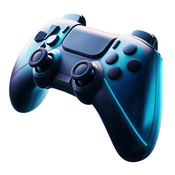 Sleek futuristic gaming controller with vibrant blue glow png