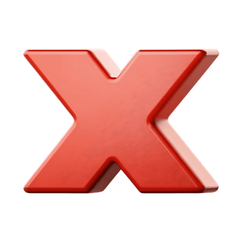 A Red Three Dimensional Letter X on a Black Background png