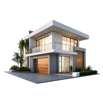 Stunning Modern Two Story House with Balcony and Garage png