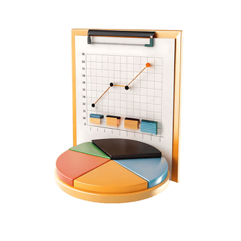 3D Render of Business Charts Showing Growth and Data Analysis png