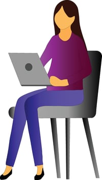 Woman sitting on chair with laptop vector