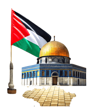 Palestinian Flag and the Dome of the Rock on a Map of Palestine png
