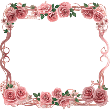 Elegant Pink Rose Border Frame for Pictures and Designs png