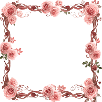 Elegant Pink Roses Frame Border Design for Romantic Invitation or Wedding Card png
