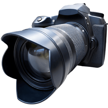 Professional DSLR Camera with Large Lens and Hood, HighResolution Photography Equipment, Advanced Imaging Technology png