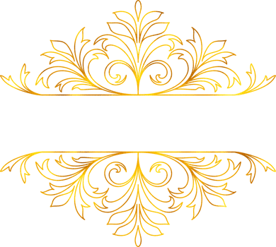 Floral frame in line art style with golden foil effect. png