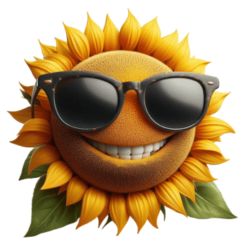 Smiling Sunflower with Sunglasses png